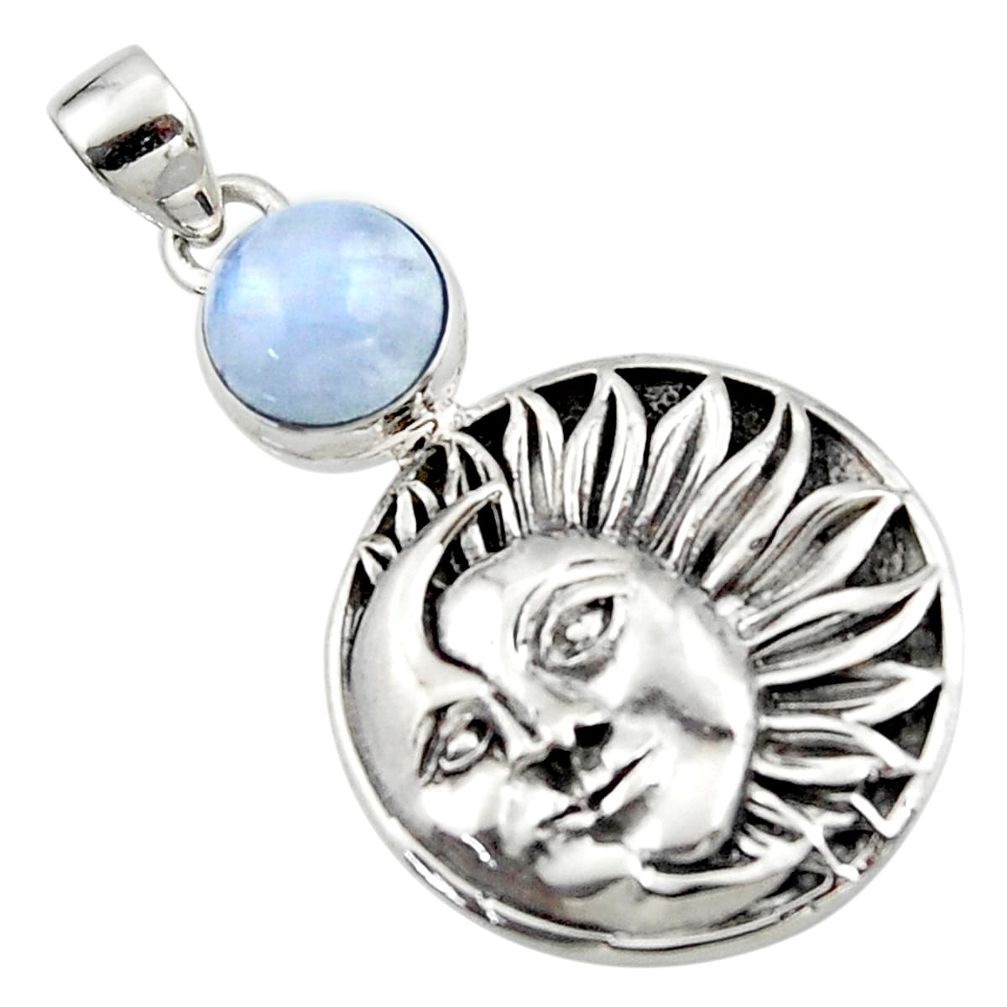 925 sterling silver 5.38cts natural rainbow moonstone moon face pendant r52820