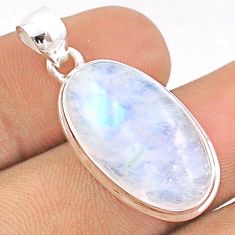 925 sterling silver 15.48cts natural rainbow moonstone oval pendant u16799