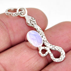 925 sterling silver 2.06cts natural rainbow moonstone oval snake pendant y69577