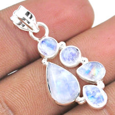 925 sterling silver 8.65cts natural rainbow moonstone pear pendant jewelry u9715