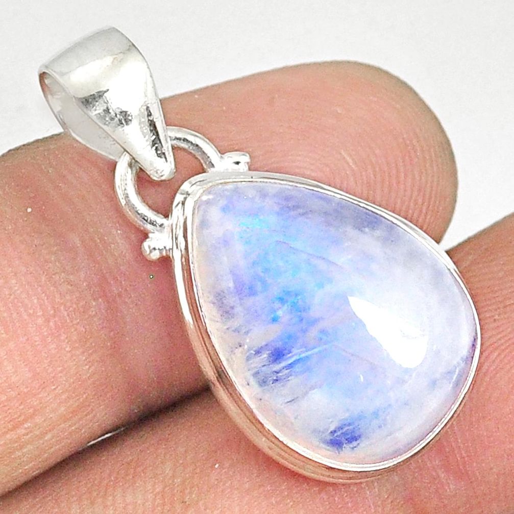 925 sterling silver 14.23cts natural rainbow moonstone pear pendant r76496