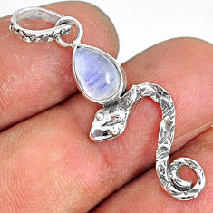 Clearance Sale- 925 sterling silver 2.38cts natural rainbow moonstone pear snake pendant r78439