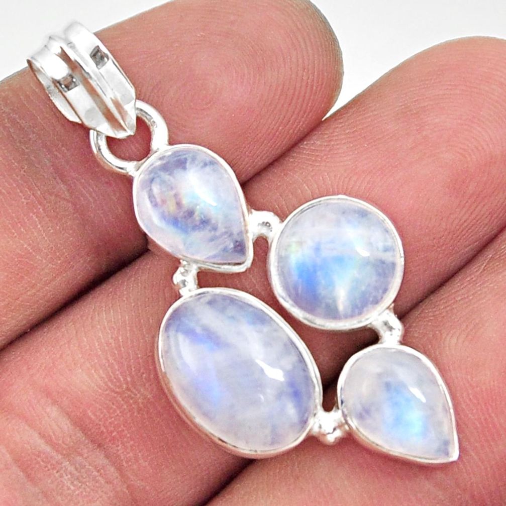 925 sterling silver 13.76cts natural rainbow moonstone pendant jewelry d43395