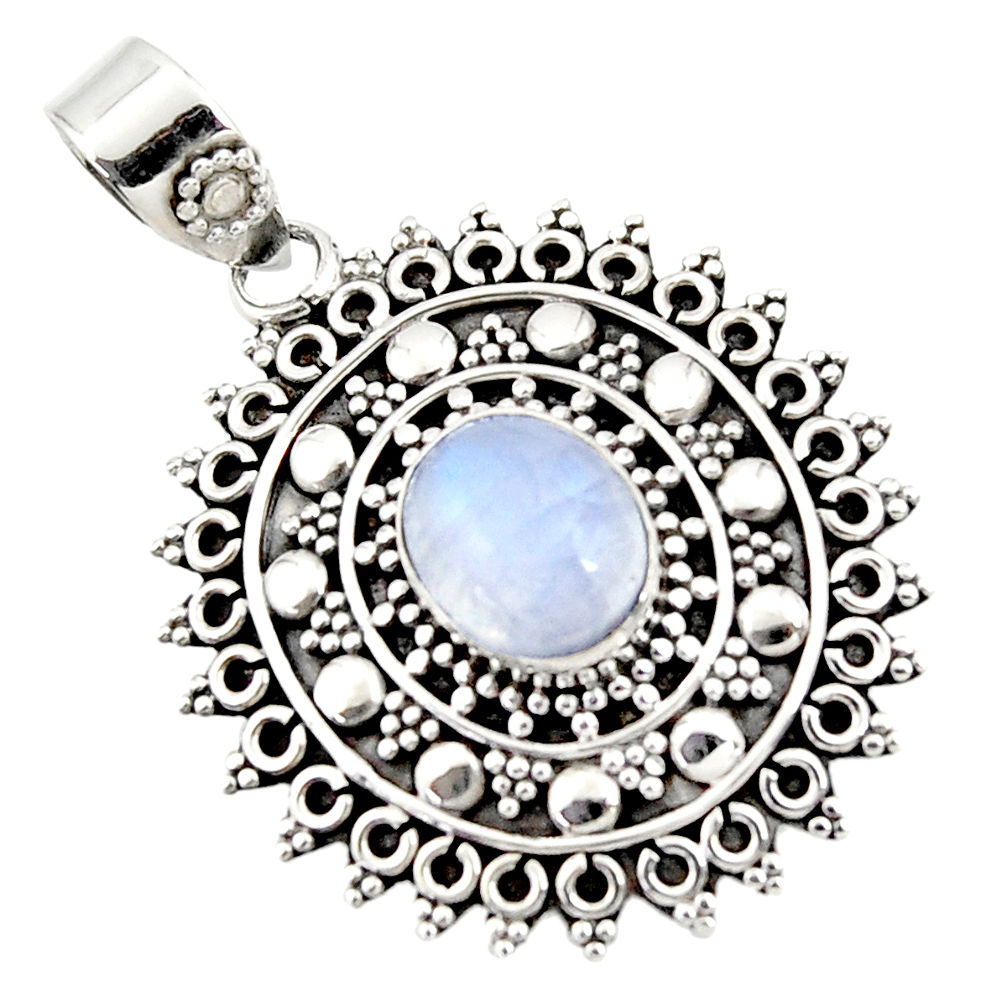 925 sterling silver 4.25cts natural rainbow moonstone pendant jewelry r47065