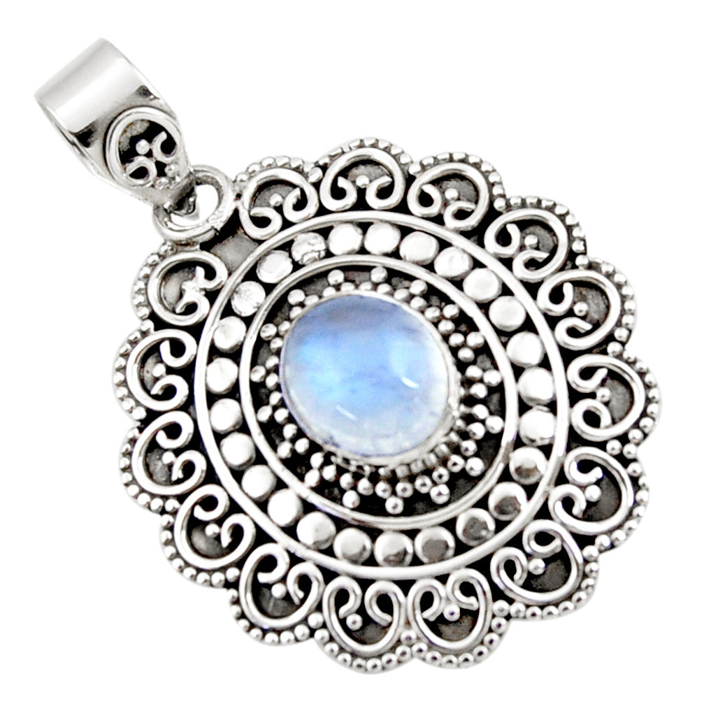 925 sterling silver 4.45cts natural rainbow moonstone pendant jewelry r47078