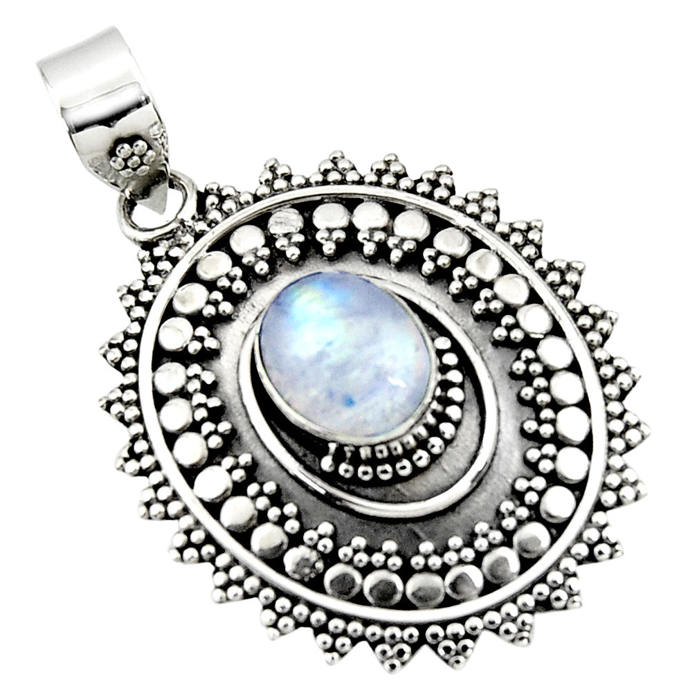 925 sterling silver 4.25cts natural rainbow moonstone pendant jewelry r47086
