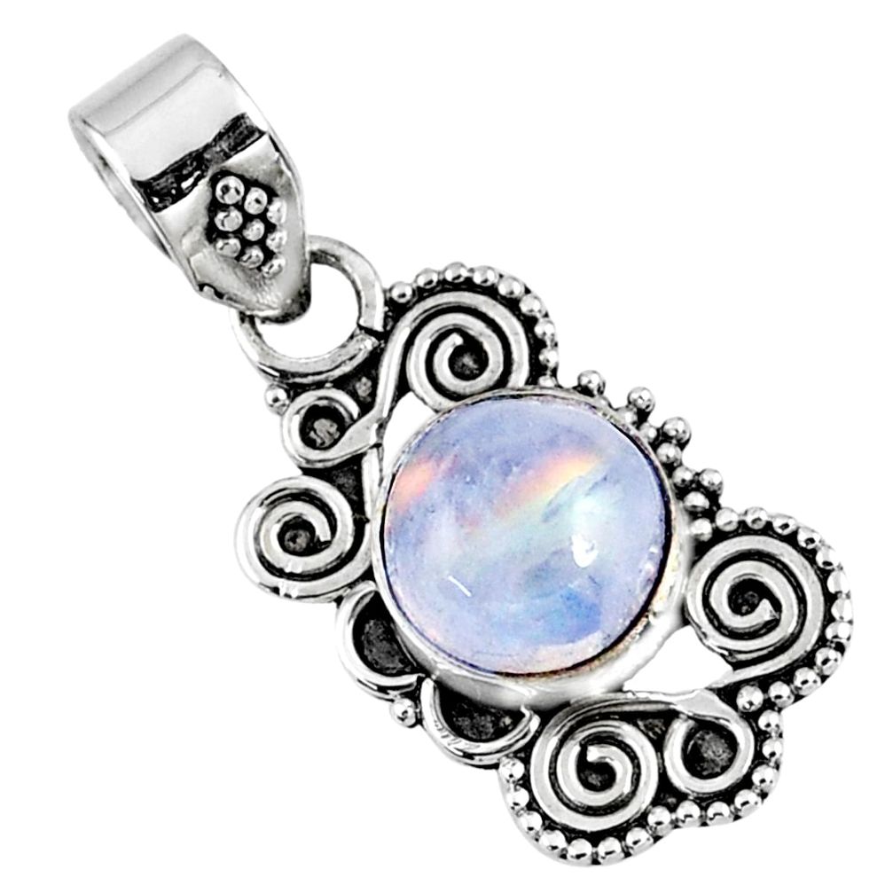 925 sterling silver 3.17cts natural rainbow moonstone pendant jewelry r57738