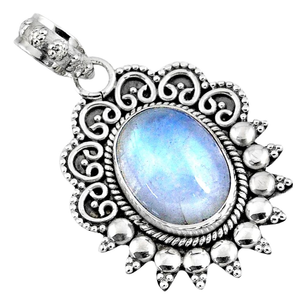 925 sterling silver 5.81cts natural rainbow moonstone pendant jewelry r57819