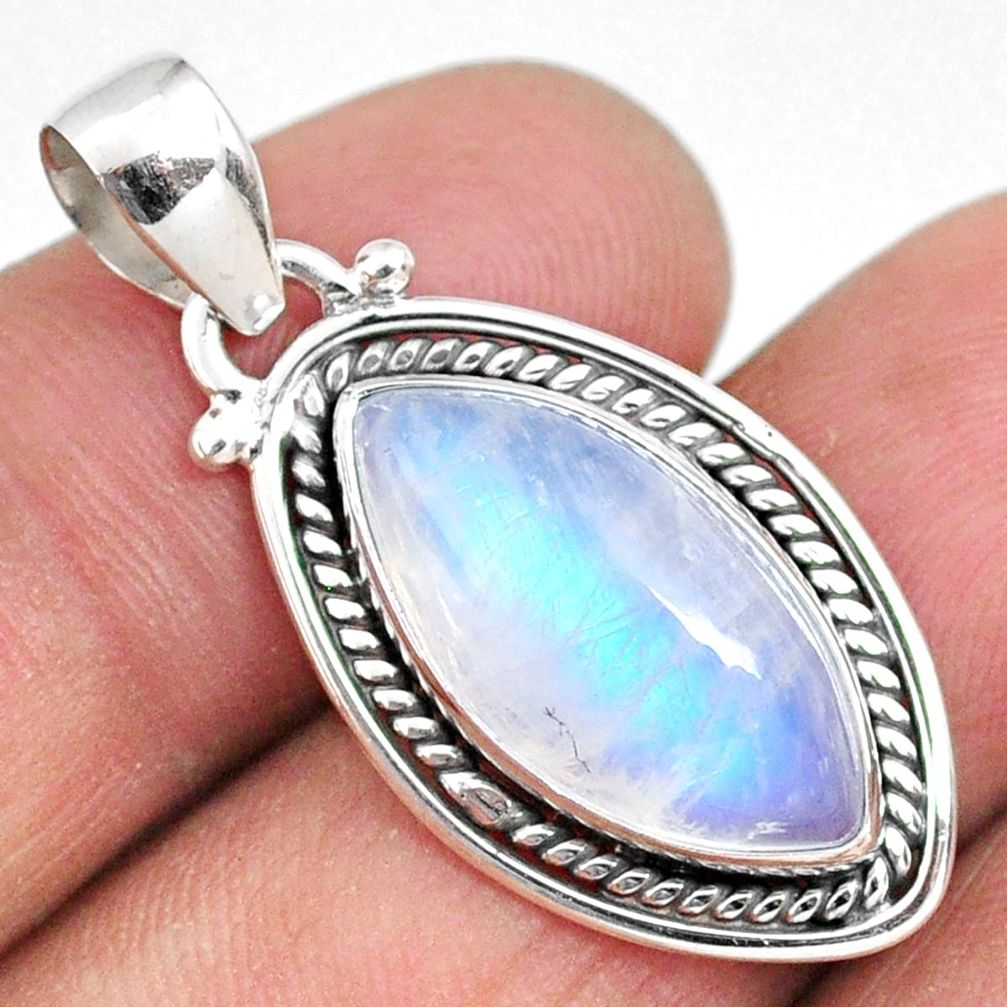 925 sterling silver 9.12cts natural rainbow moonstone pendant jewelry r63828