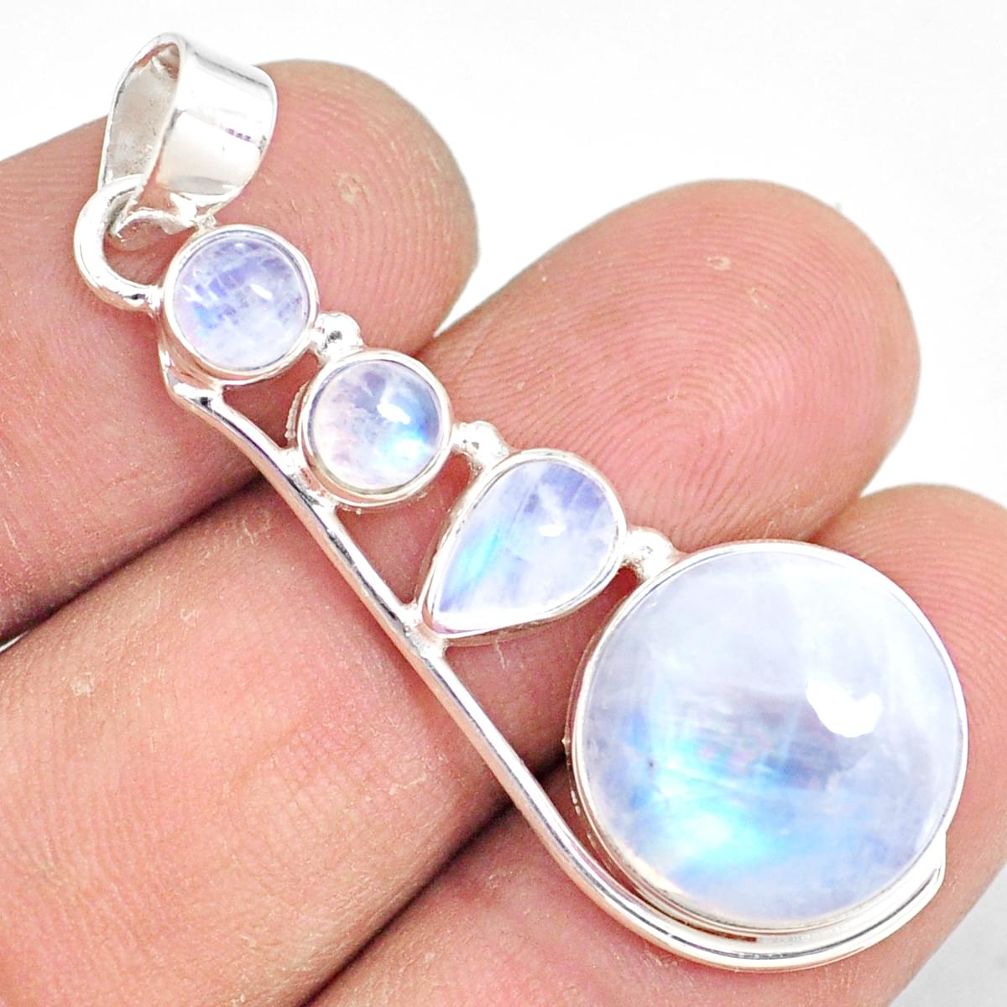 925 sterling silver 13.27cts natural rainbow moonstone handmade pendant r81309