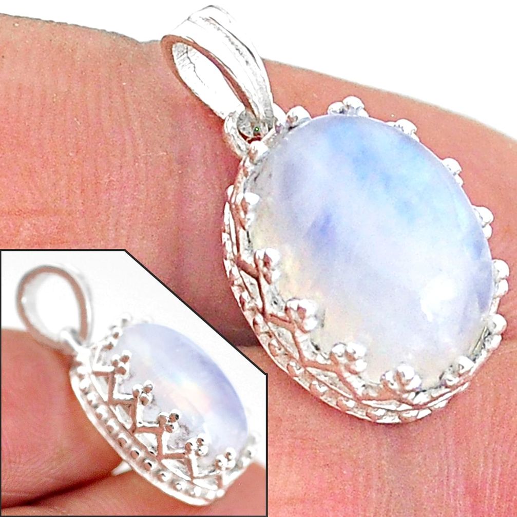 925 sterling silver 6.64cts natural rainbow moonstone pendant jewelry t20447