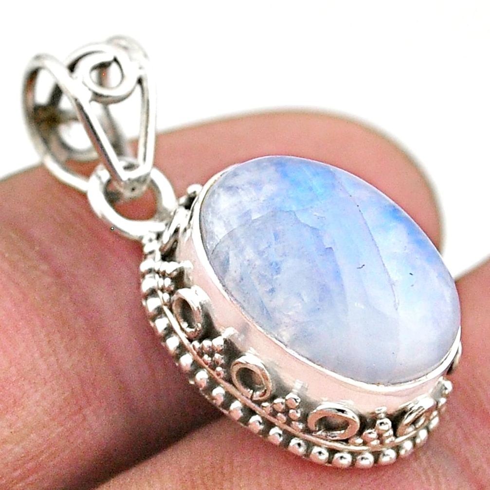 925 sterling silver 6.55cts natural rainbow moonstone pendant jewelry t46738