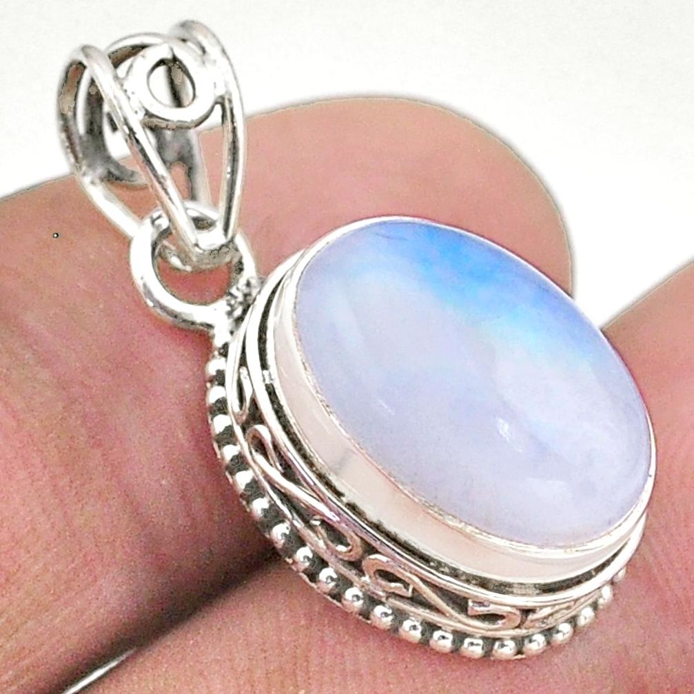 925 sterling silver 6.76cts natural rainbow moonstone pendant jewelry t46754