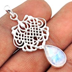 925 sterling silver 4.23cts natural rainbow moonstone pendant jewelry t89504