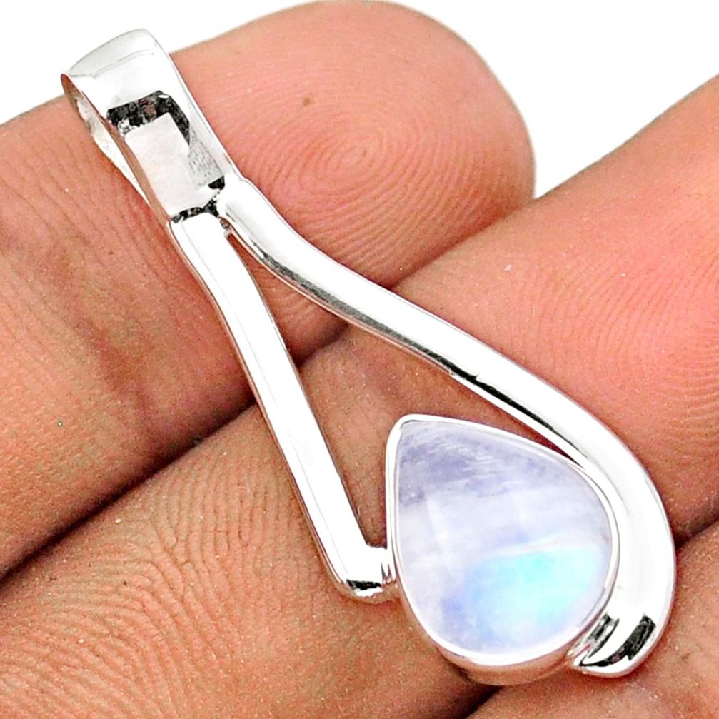 925 sterling silver 4.23cts natural rainbow moonstone geometric pendant jewelry u14019