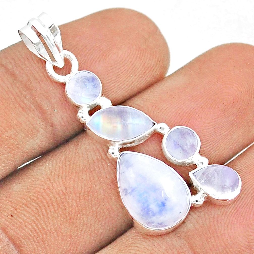 925 sterling silver 8.66cts natural rainbow moonstone pendant jewelry u28043