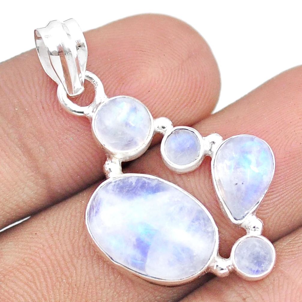 925 sterling silver 10.31cts natural rainbow moonstone pendant jewelry u32177