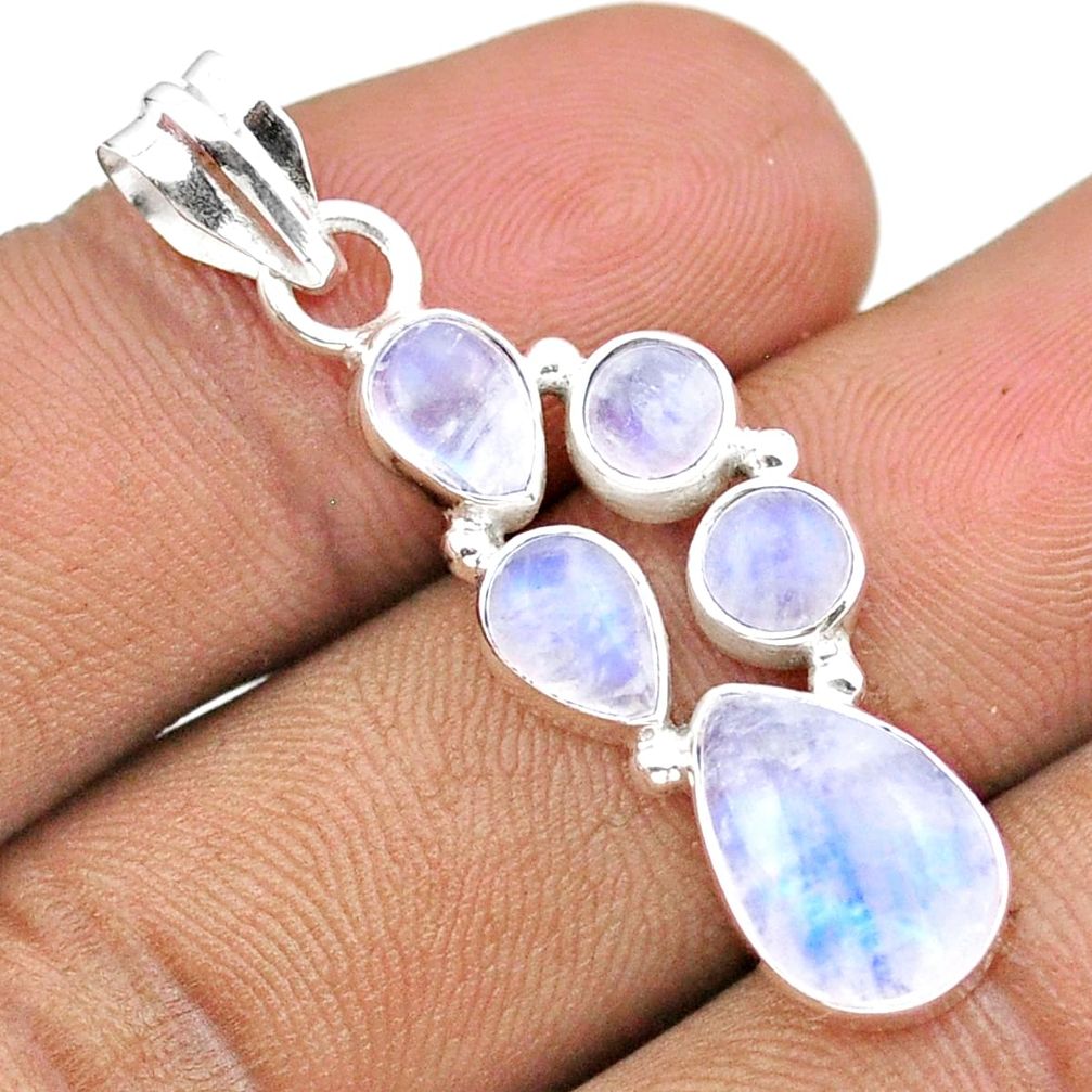 925 sterling silver 8.76cts natural rainbow moonstone pendant jewelry u9711