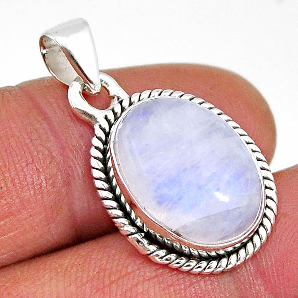 925 sterling silver 9.25cts natural rainbow moonstone pendant jewelry y65246