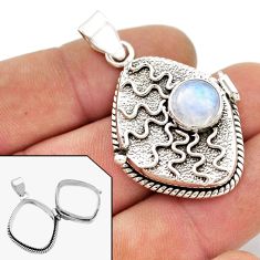 925 sterling silver 5.03cts natural rainbow moonstone poison box pendant d48998