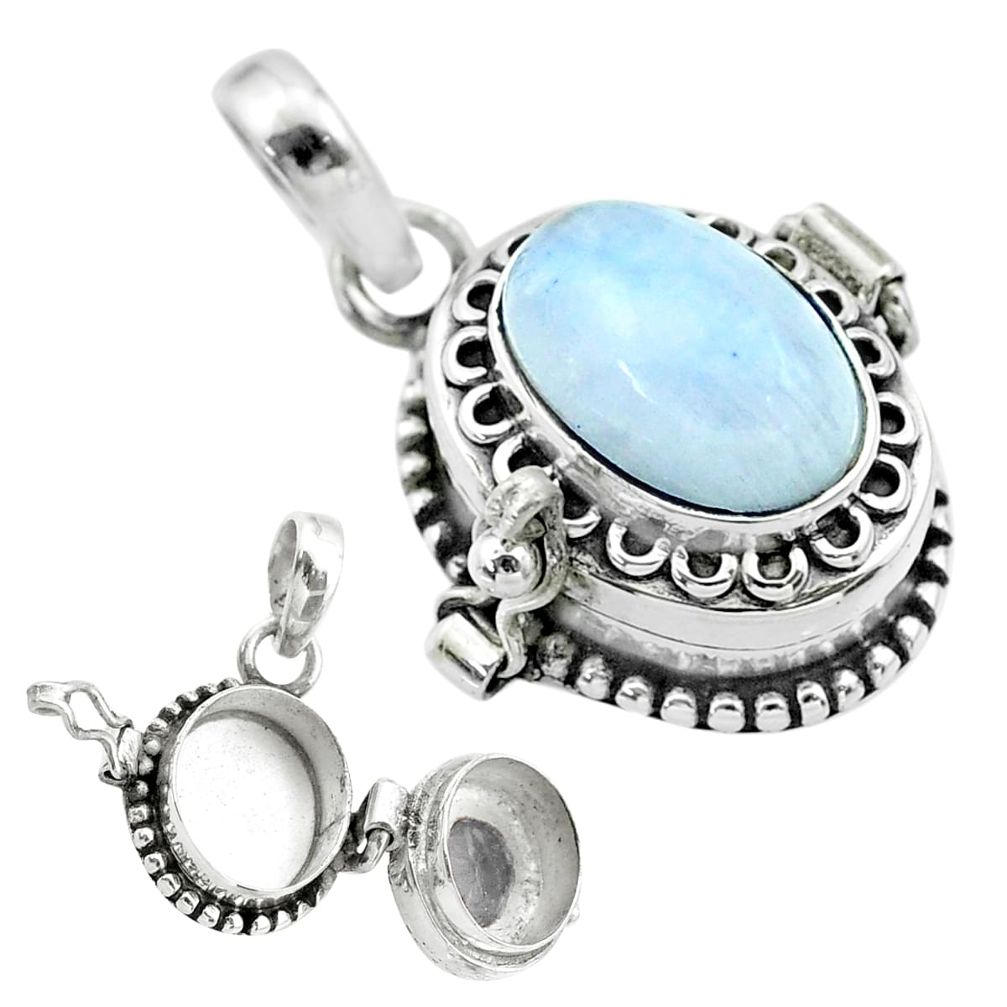 925 sterling silver 4.21cts natural rainbow moonstone poison box pendant t52692