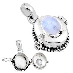 925 sterling silver 3.15cts natural rainbow moonstone poison box pendant u9408