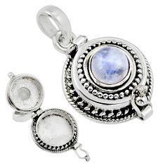 925 sterling silver 2.71cts natural rainbow moonstone poison box pendant y45108