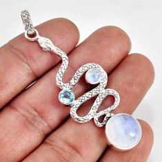925 sterling silver 7.56cts natural rainbow moonstone topaz snake pendant y80220