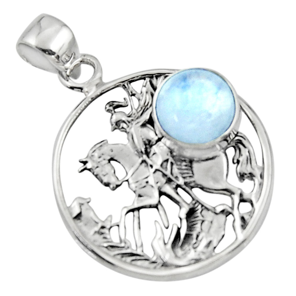 925 sterling silver 4.59cts natural rainbow moonstone unicorn pendant r52778