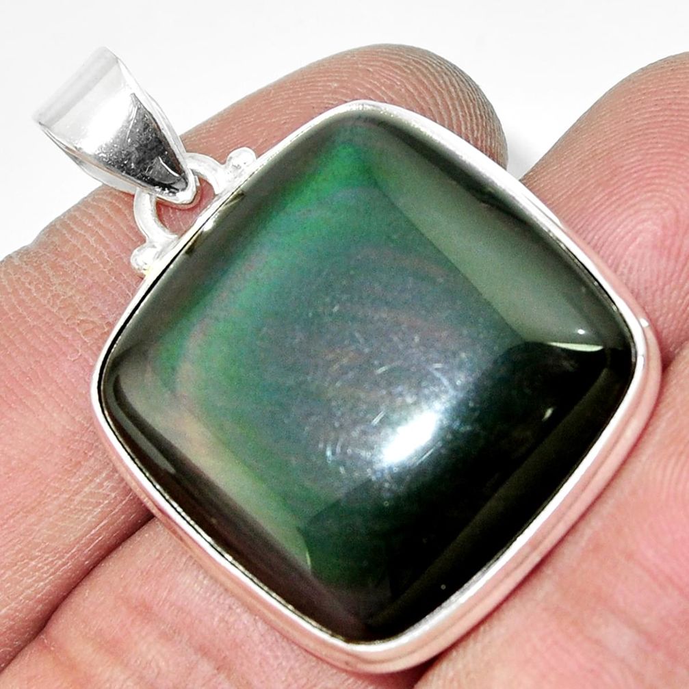 ver 26.70cts natural rainbow obsidian eye pendant jewelry d42438