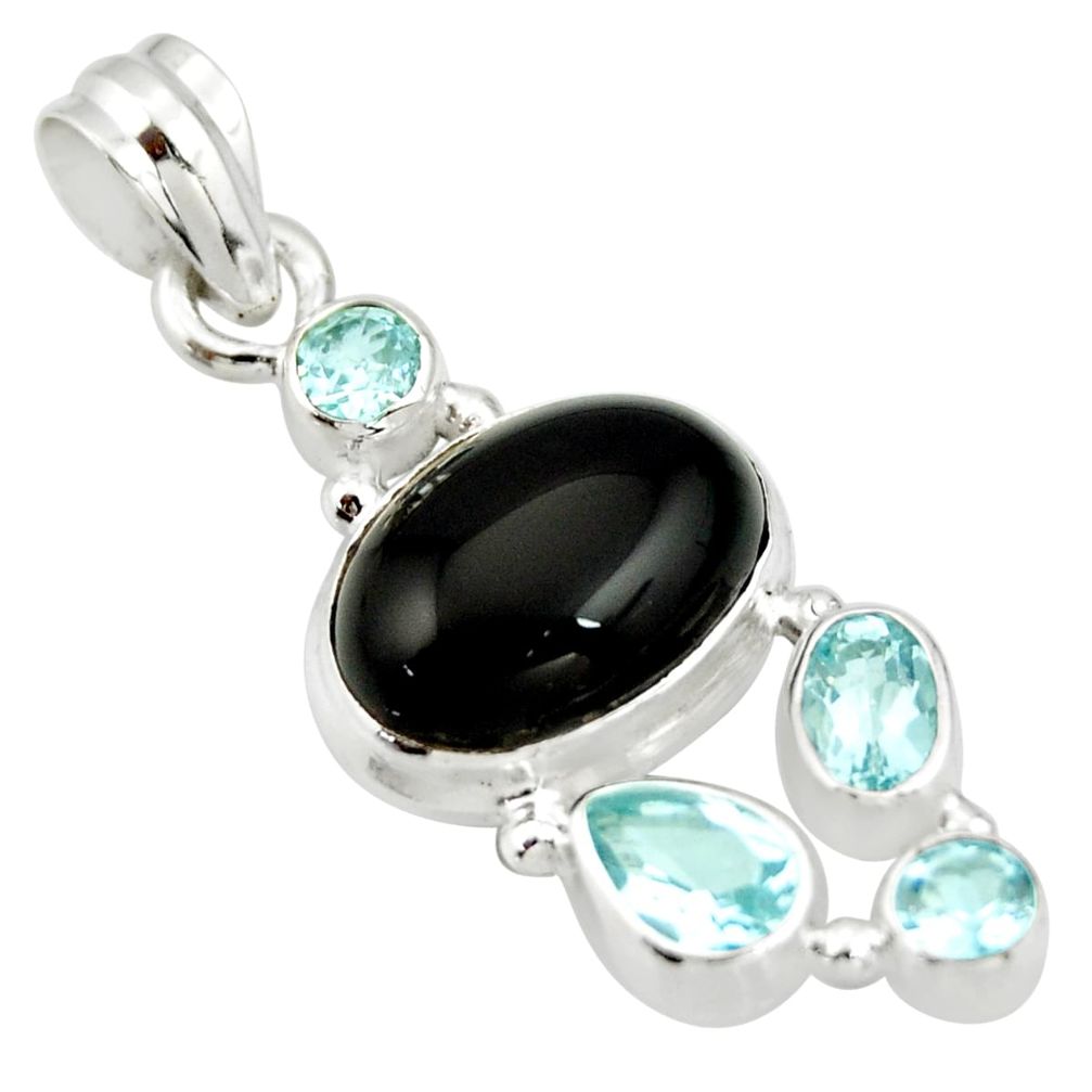 925 sterling silver 11.19cts natural rainbow obsidian eye topaz pendant r20895