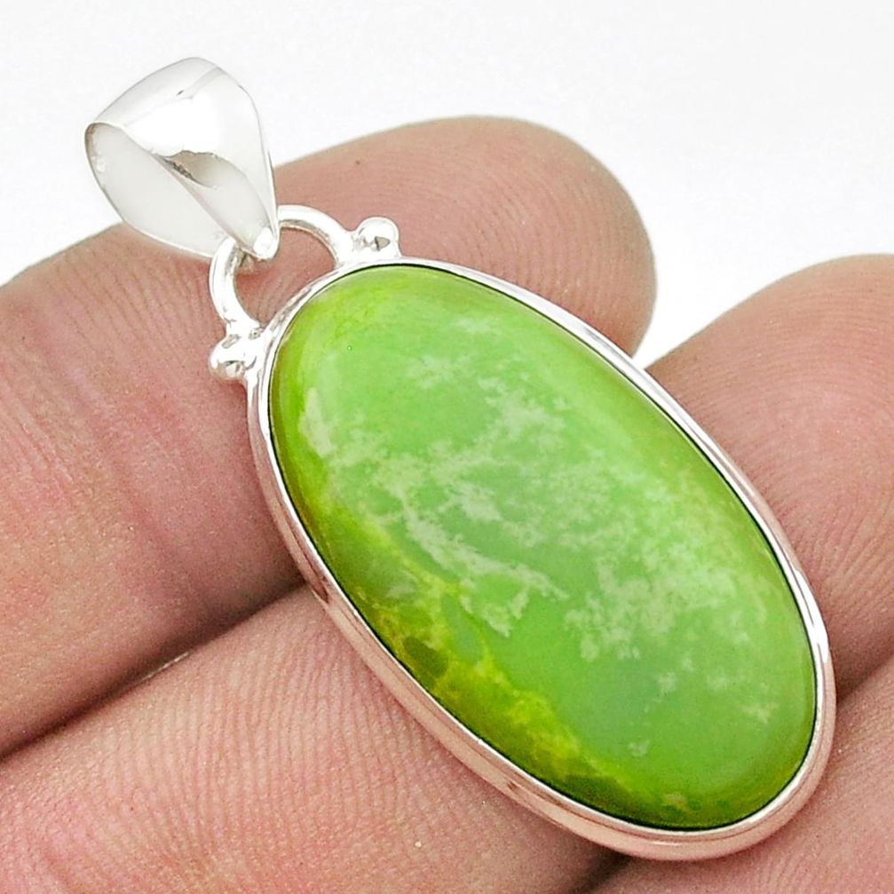 925 sterling silver 16.94cts natural rare gaspeite oval pendant jewelry u45412