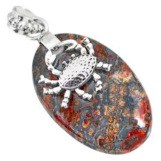 925 sterling silver 28.58cts natural red birds eye crab pendant jewelry r91404