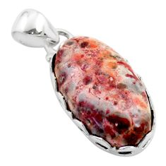 925 sterling silver 11.68cts natural red birds eye oval pendant jewelry t77719