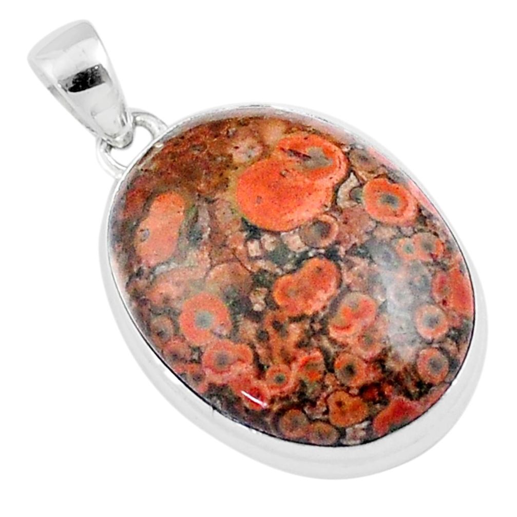 925 sterling silver 17.18cts natural red birds eye oval pendant jewelry u21305