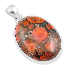 925 sterling silver 17.68cts natural red birds eye oval pendant jewelry u21311
