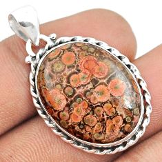 925 sterling silver 14.18cts natural red birds eye oval pendant jewelry u22235