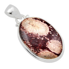 925 sterling silver 14.95cts natural red birds eye oval pendant jewelry y90711
