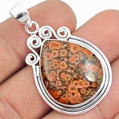 925 sterling silver 17.15cts natural red birds eye pear pendant jewelry u22232