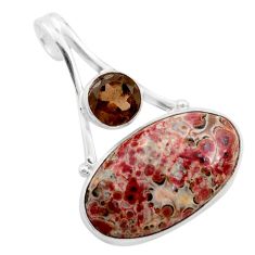 925 sterling silver 15.08cts natural red birds eye smoky topaz pendant t77703