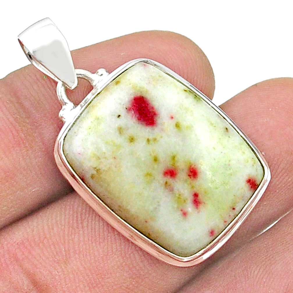925 sterling silver 18.22cts natural red cinnabar spanish pendant jewelry u50803