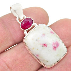 925 sterling silver 15.67cts natural red cinnabar spanish ruby pendant u48389