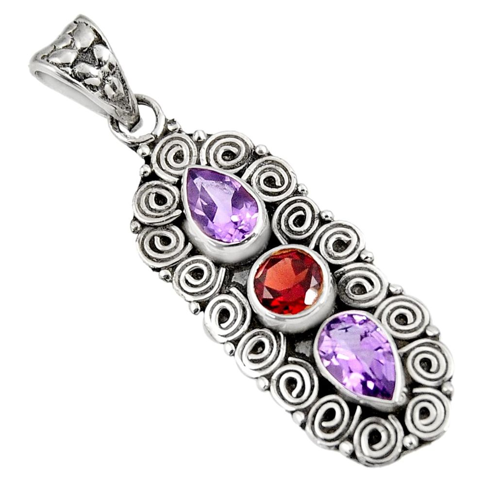 ver 4.22cts natural red garnet amethyst pendant jewelry d39226