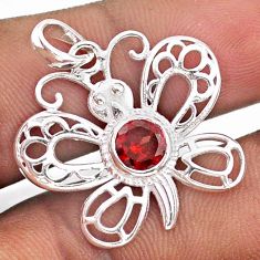 925 sterling silver 1.14cts natural red garnet butterfly pendant jewelry t91673