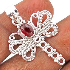 925 sterling silver 1.57cts natural red garnet dragonfly pendant jewelry t84834