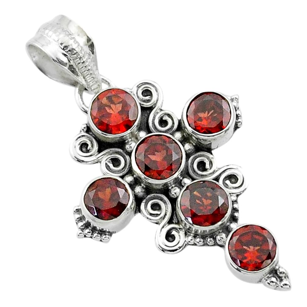 925 sterling silver 5.80cts natural red garnet holy cross pendant jewelry t52931