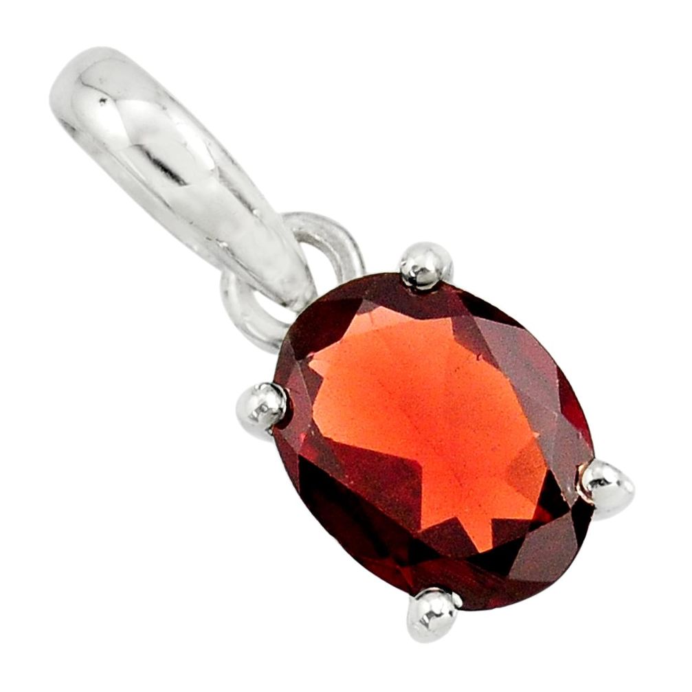 925 sterling silver 2.93cts natural red garnet oval pendant jewelry r25856