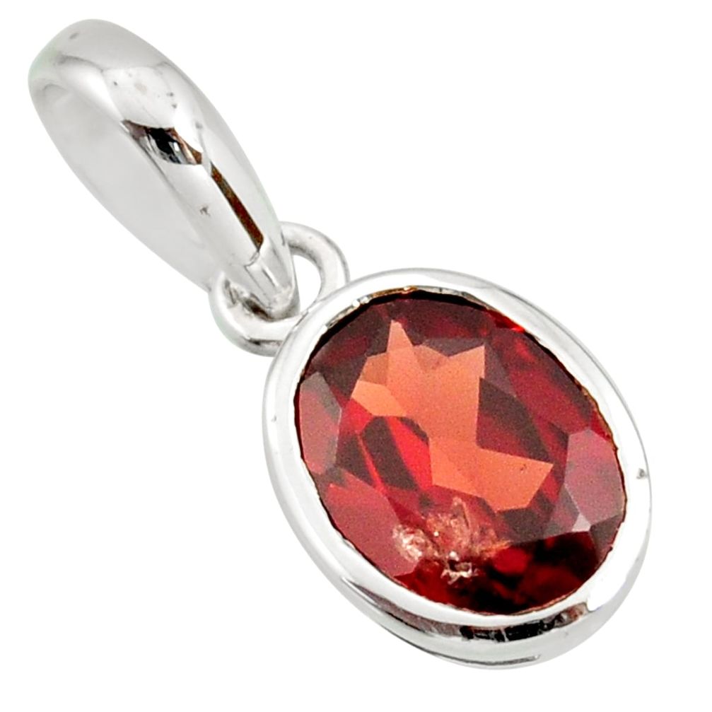925 sterling silver 3.28cts natural red garnet oval pendant jewelry r27403