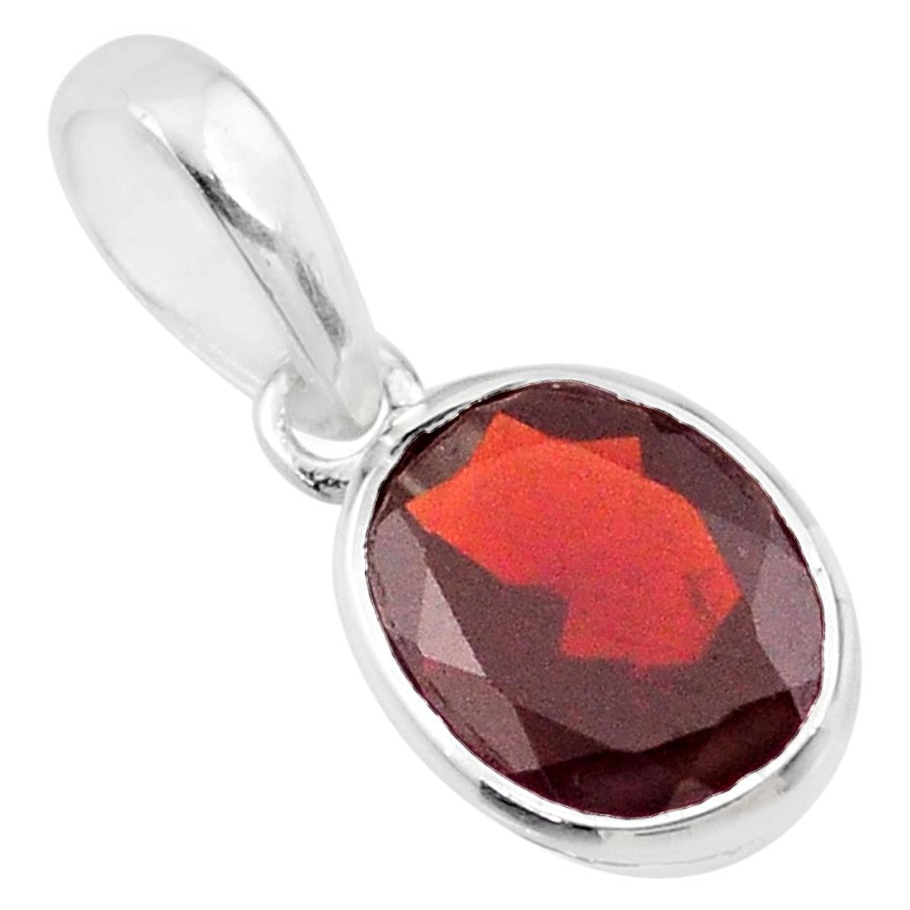 925 sterling silver 2.77cts natural red garnet oval pendant jewelry r71450