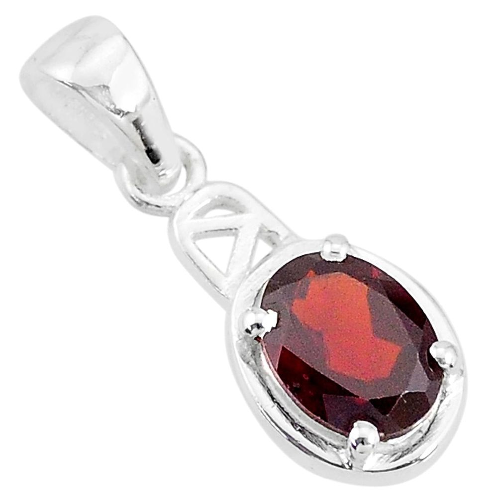 925 sterling silver 2.02cts natural red garnet oval pendant jewelry t7940